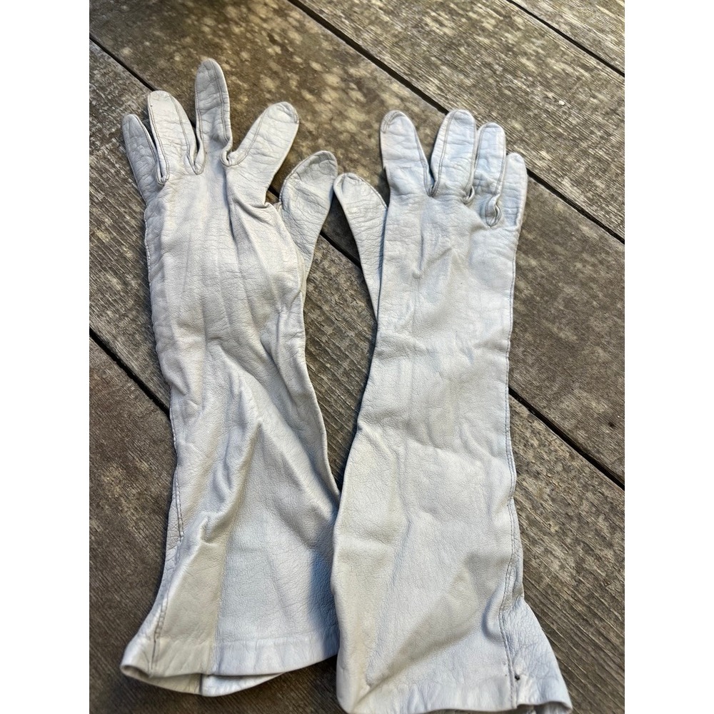 Vintage Leather Gloves Small Grey Kidskin Mid Century Formal Dress